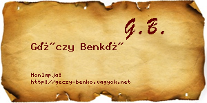 Géczy Benkő névjegykártya